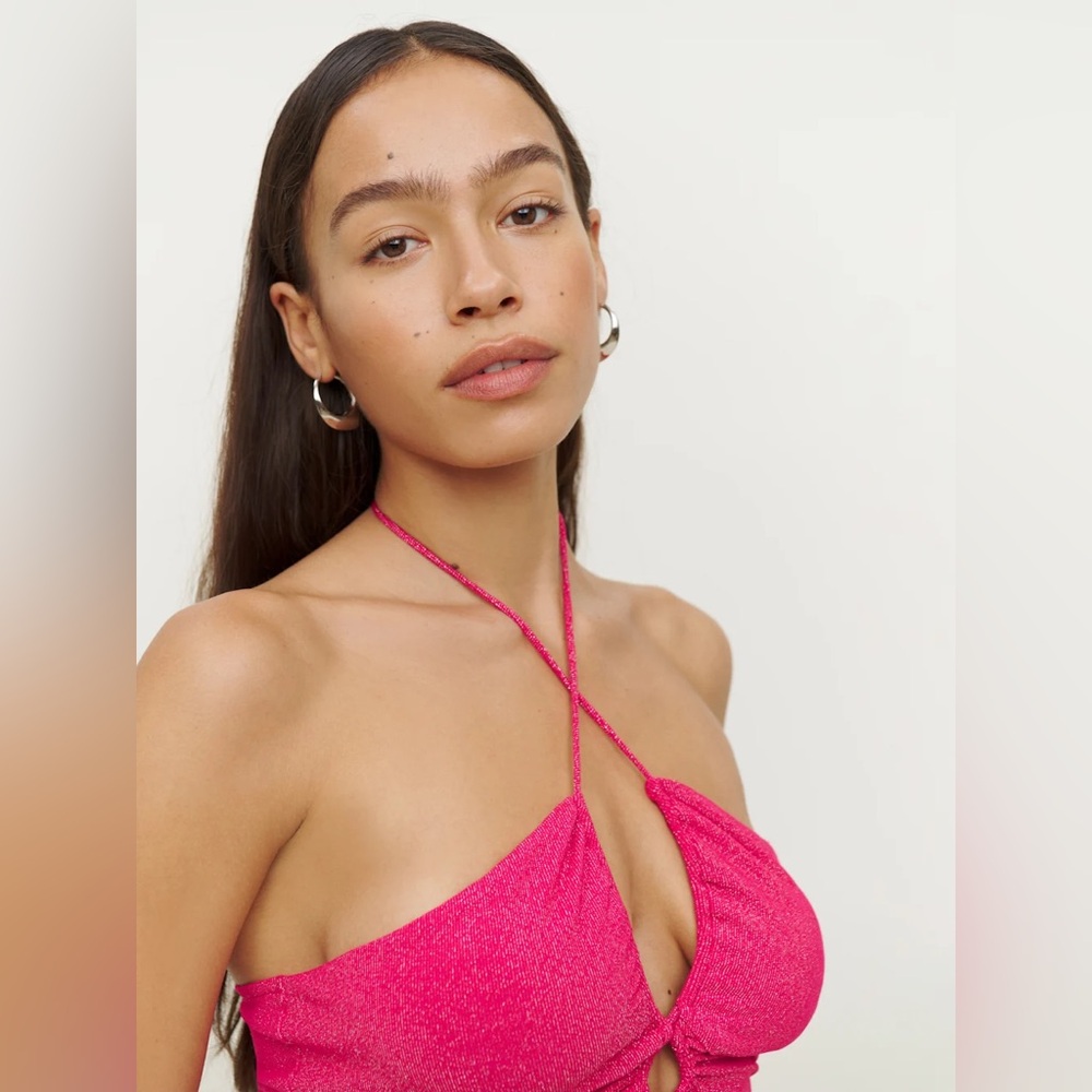 Reformation Kezia Knit Top Raspberry - Size XS - Picture 2 of 4